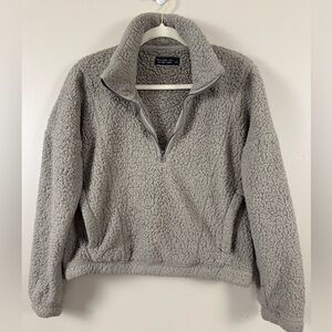 Abercrombie & Fitch soft A&F Sherpa gray collared 1/4 zip size large collared